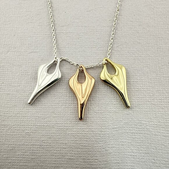 RLM Necklace Robert Lee Morris Heart Modernist Meandering White Bronze QVC - Picture 3 of 16